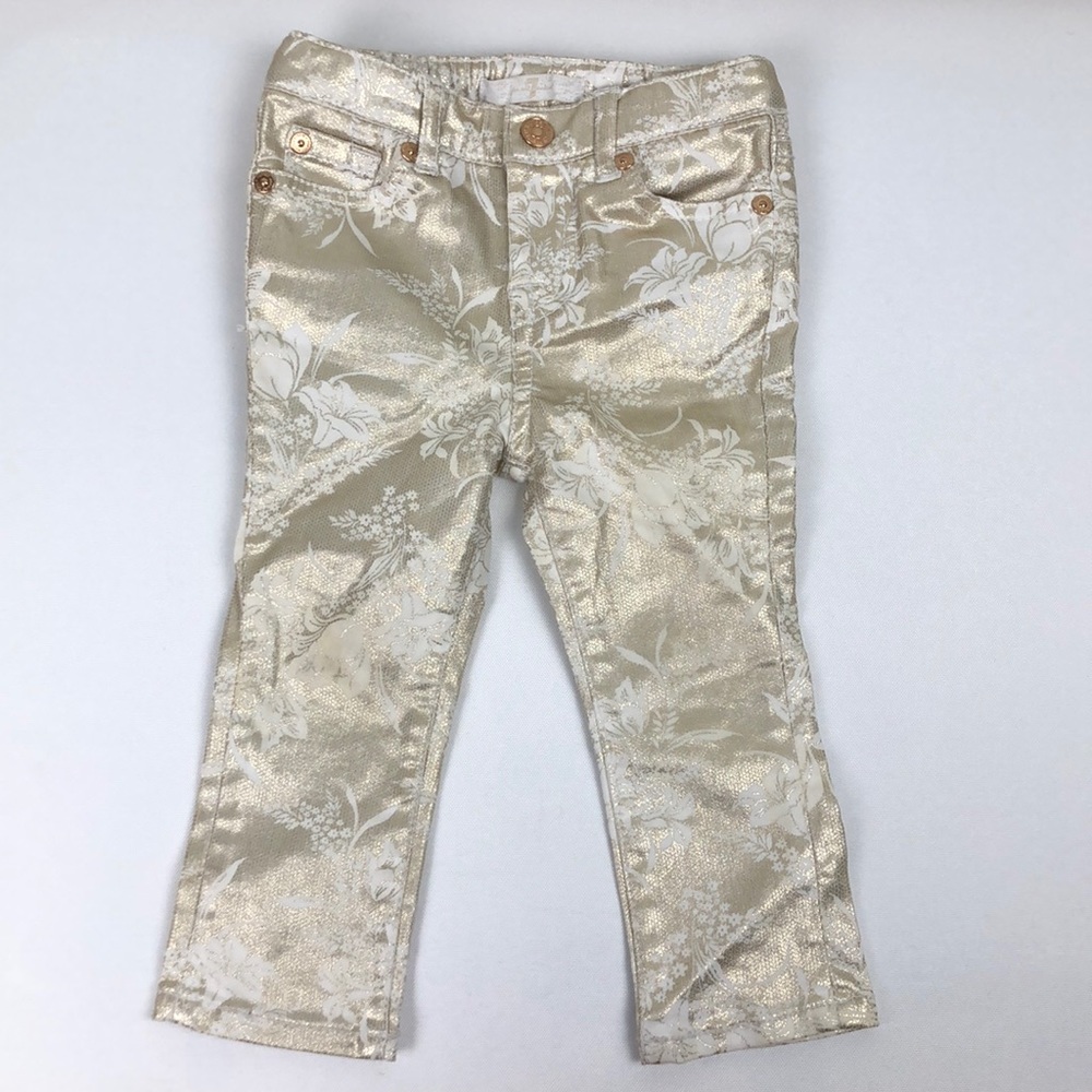 7 For All Mankind White and Gold  Baby Jeans 18M
